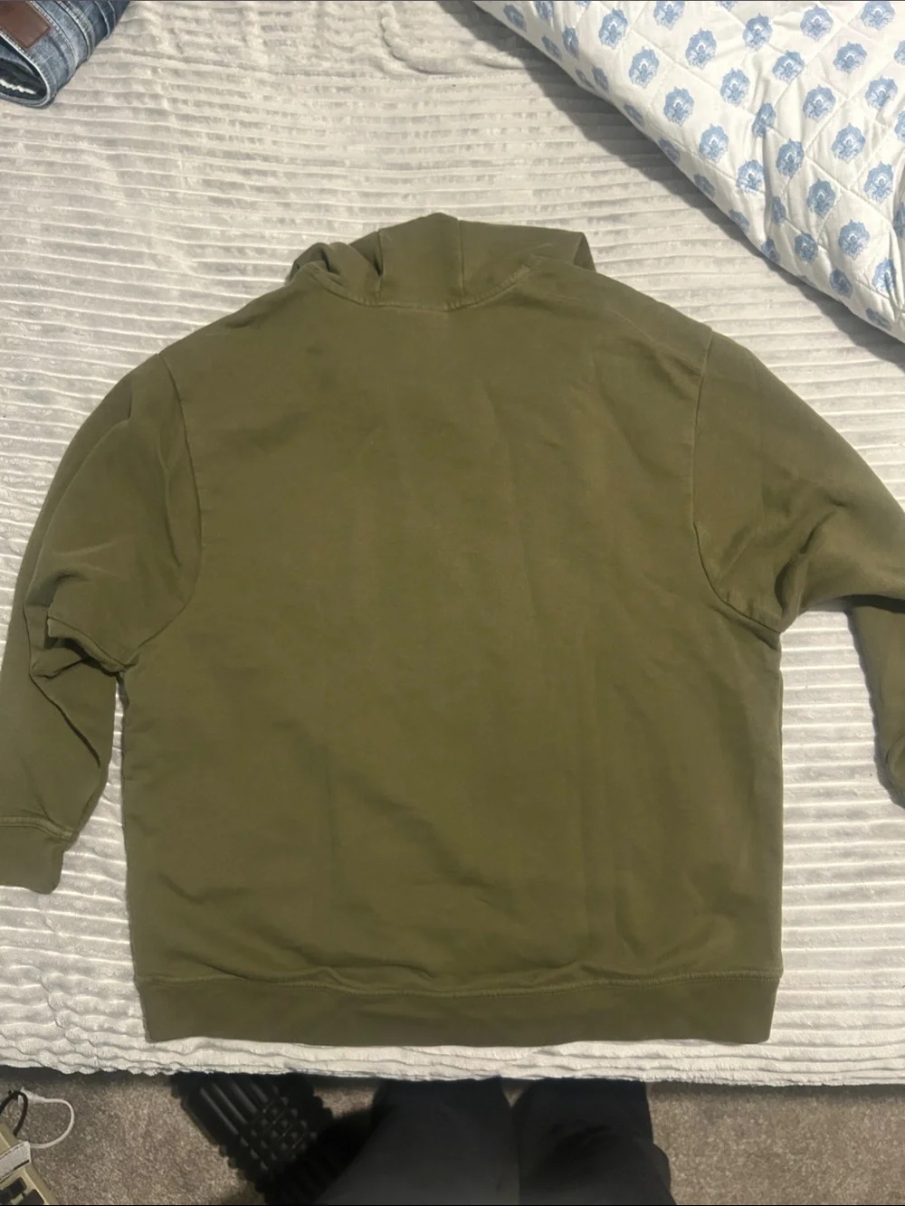 Nike Olive Lace-Up Hooded Sweatshirt with White Logo